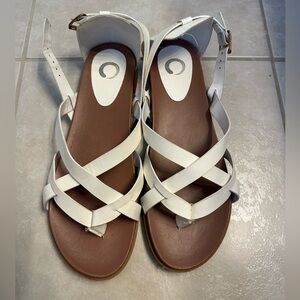 Journee Collection White Crisscross Sandals